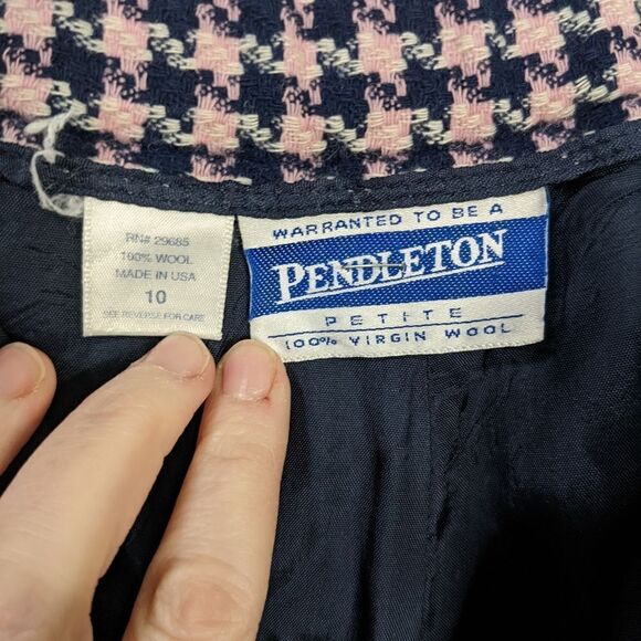 Vintage Pendleton Petite 100% Virgin Wool Houndstooth Pants - Picture 9 of 10